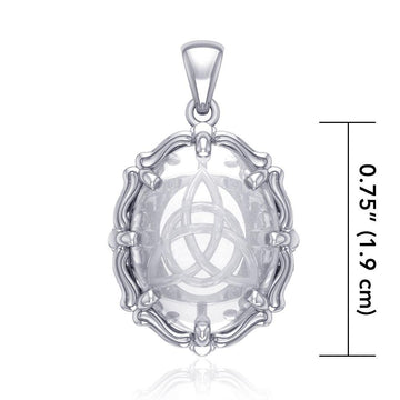 Triquetra Sterling Silver Pendant with Natural Clear Quartz TPD5114 - Jewelry